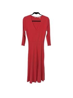 Soft Surroundings Sweater V neck Ribbed Coral Midi Dress, Women’s S